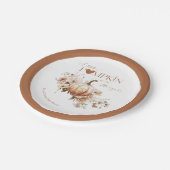 Pumpkin & Blume Boho Fall Babydusche Pappteller (Schrägansicht)