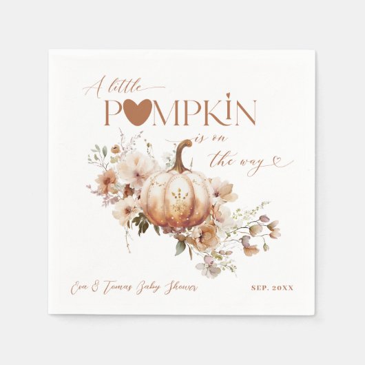 Pumpkin & Blume Boho Fall Babydusche Serviette (Vorderseite)