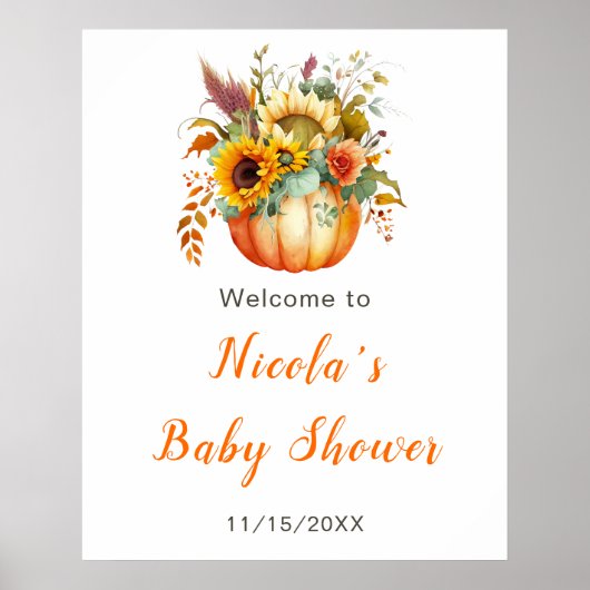 Pumpkin Blume Bouquet Babydusche Begrüßungszeichen Poster (Vorne)