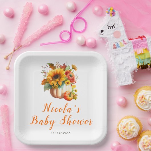 Pumpkin Blume Bouquet Babydusche Pappteller (Party)