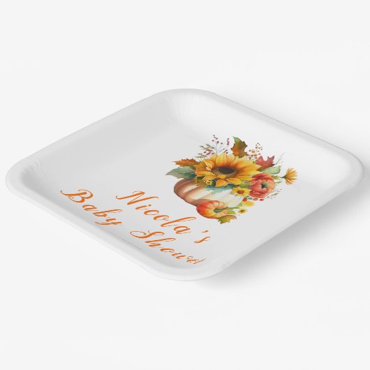 Pumpkin Blume Bouquet Babydusche Pappteller (Gewinkelt)