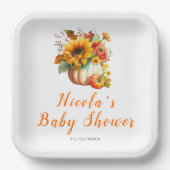 Pumpkin Blume Bouquet Babydusche Pappteller (Vorderseite)