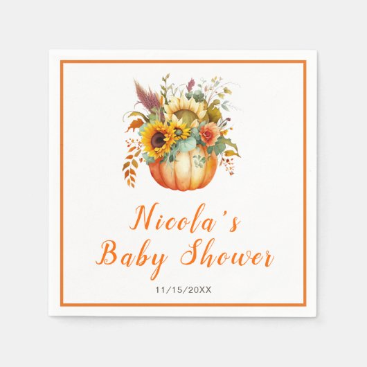 Pumpkin Blume Bouquet Babydusche Serviette (Vorderseite)