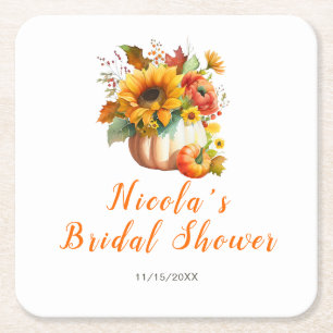 Pumpkin Blume Bouquet Brautparty Rechteckiger Pappuntersetzer