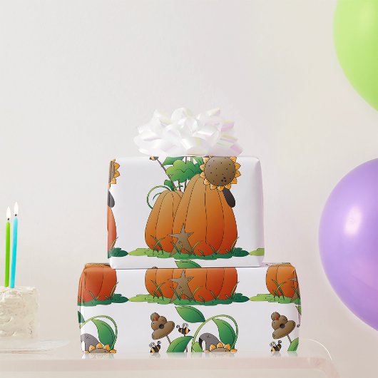 Pumpkin-Blume und Bienen Geschenkpapier