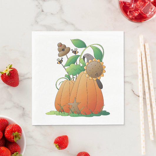 Pumpkin-Blume und Bienen Serviette