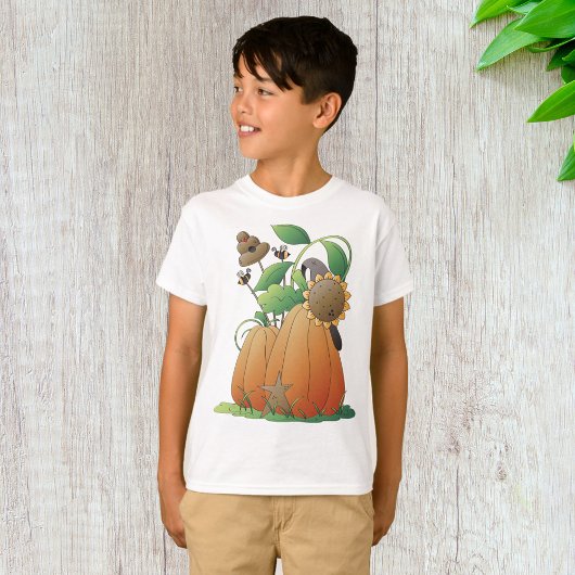 Pumpkin-Blume und Bienen T-Shirt