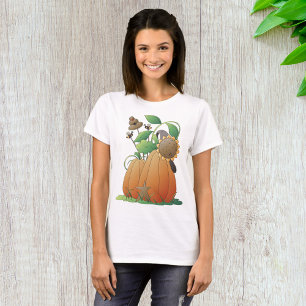Pumpkin-Blume und Bienen T-Shirt