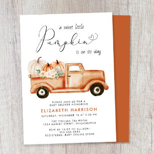 Pumpkin-Blumen-Vintage-LKW-Baby-Party Einladung