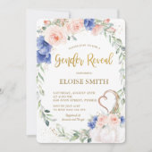 Pumpkin Blush Blue Floral Wreath Gender Reveal  Einladung (Vorderseite)