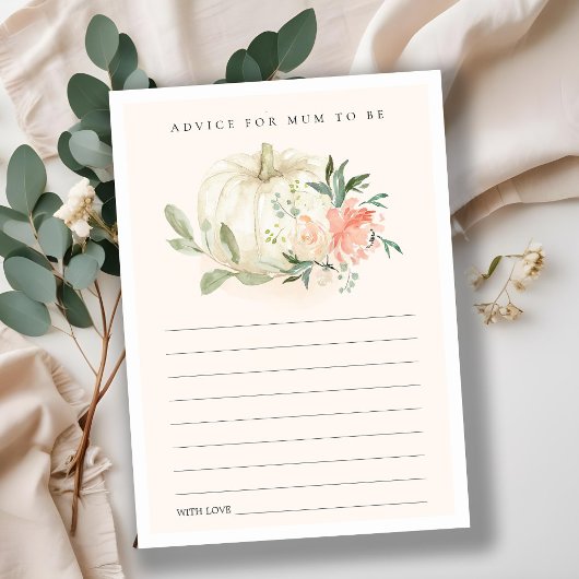 Pumpkin Blush Floral Advice for Mum Baby Showroom Begleitkarte