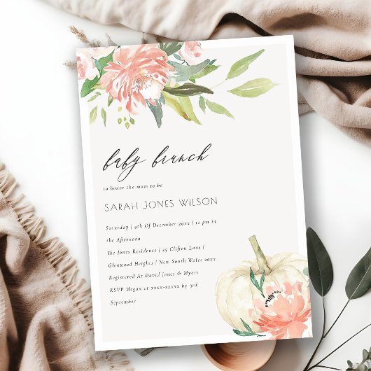 Pumpkin Blush Floral Baby Brunch Dusche laden Dankeskarte
