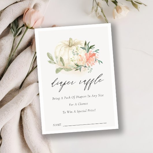 Pumpkin Blush Floral Dipper Raffle Baby Dusche Begleitkarte