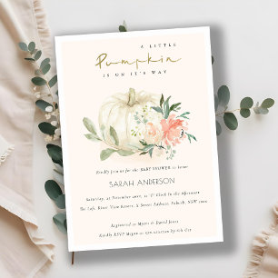 Pumpkin Blush Floral Kleine Babydusche laden Dankeskarte