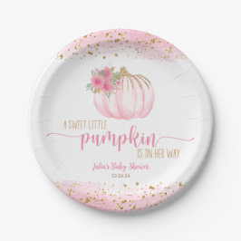 Pumpkin Blush Pink Gold Baby Girl Duft Pappteller