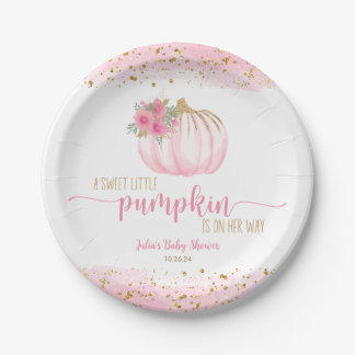 Pumpkin Blush Pink Gold Baby Girl Duft Pappteller