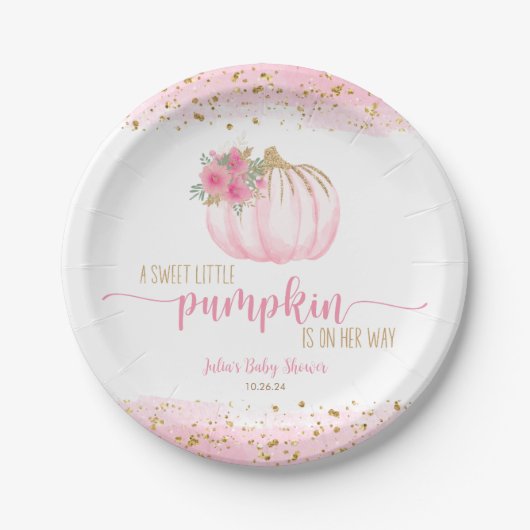 Pumpkin Blush Pink Gold Baby Girl Duft Pappteller (Vorderseite)