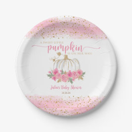 Pumpkin Blush Pink Gold Baby Girl Duft Pappteller