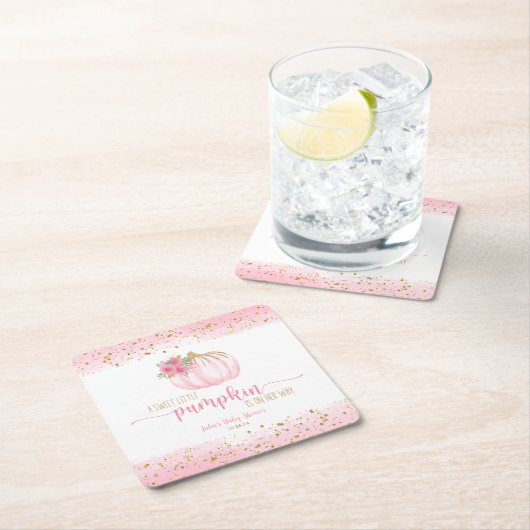 Pumpkin Blush Pink Gold Baby Girl Duft Rechteckiger Pappuntersetzer (Vor Ort)