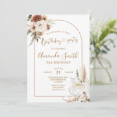 Pumpkin Boho Arch Geburtstag 30. Abendessen Party Einladung (Stehend Vorderseite)