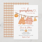 Pumpkin Boho Baby Clothes Kinderdusche Einladung (Vorne/Hinten)