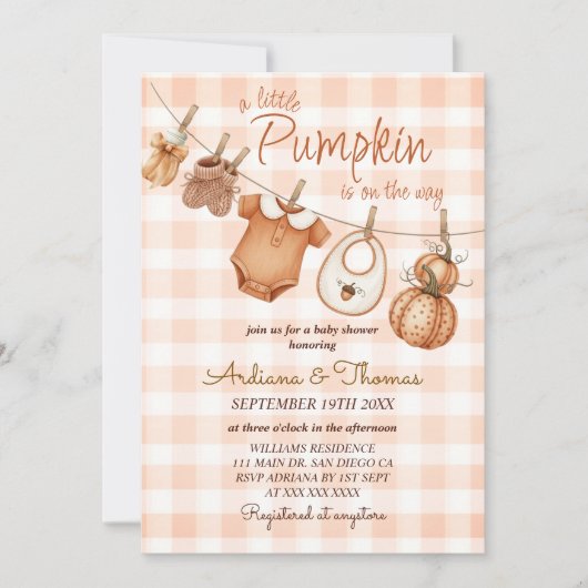 Pumpkin Boho Baby Shower Einladung (Vorderseite)
