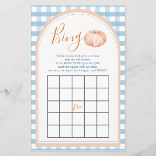 Pumpkin Boho Blue Gingham 1. Geburtstag Bingo Game