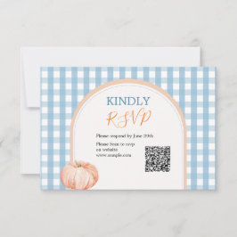 Pumpkin Boho Blue Gingham 1. Geburtstag UAwg Dankeskarte
