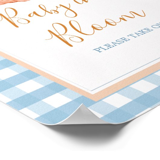 Pumpkin Boho Blue Gingham Baby in Bloom Sign Poster (Ecke)