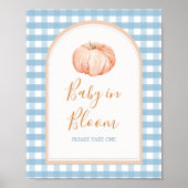 Pumpkin Boho Blue Gingham Baby in Bloom Sign Poster (Vorne)