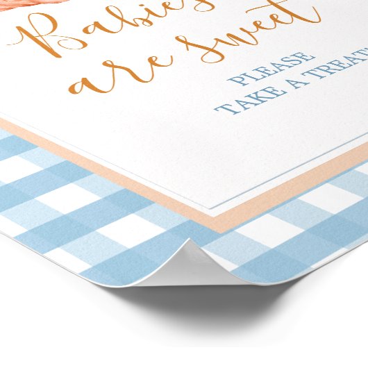 Pumpkin Boho Blue Gingham Babys sind Sweet Sign Poster (Ecke)
