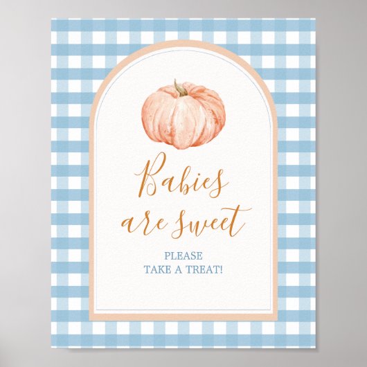 Pumpkin Boho Blue Gingham Babys sind Sweet Sign Poster (Vorne)