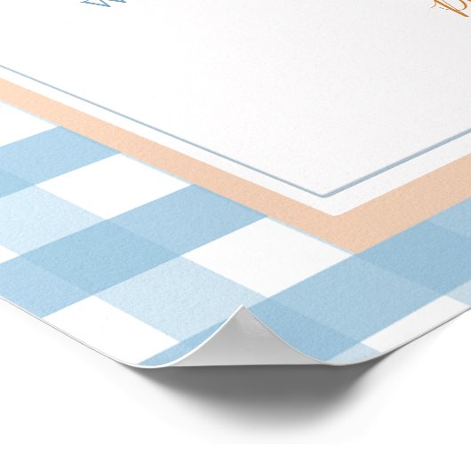 Pumpkin Boho Blue Gingham Birthday Time Capsule Poster (Ecke)