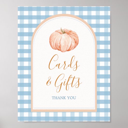 Pumpkin Boho Blue Gingham Cards & Gifts Poster (Vorne)