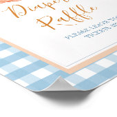 Pumpkin Boho Blue Gingham Diaper Raffle Poster (Ecke)