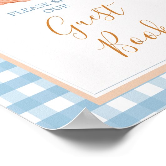 Pumpkin Boho Blue Gingham Gästebuch Babydusche (Ecke)