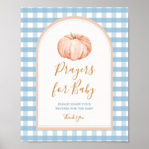 Pumpkin Boho Blue Gingham Gebete für Baby-Zeichen Poster