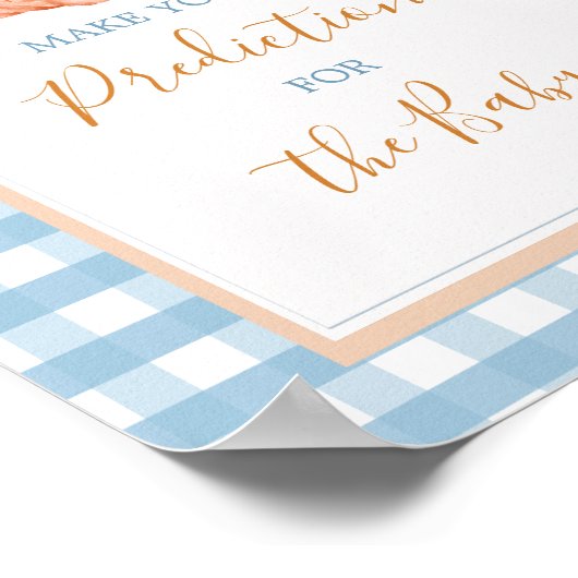 Pumpkin Boho Blue Gingham Vorhersage für Baby Poster (Ecke)