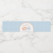 Pumpkin Boho Blue Gingham Water Flasche Wasserflaschenetikett (Einzelnes Label)