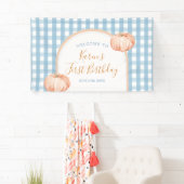Pumpkin Boho Blue Gingham Willkommen Groß Banner (Insitu)