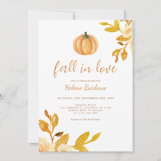 Pumpkin Boho Fall in Liebe Brautparty Inv Einladung (Vorderseite)