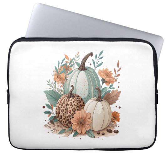 Pumpkin Boho Floral Laptopschutzhülle (Vorderseite)