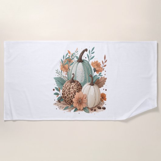 Pumpkin Boho Floral Strandtuch (Vorderseite)