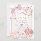Pumpkin Boho Pink Baby Brewing Baby Shower Einladung (Vorderseite)