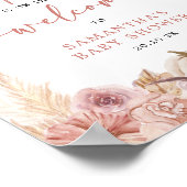 Pumpkin Boho Pink Pampas Grass Baby Dusche Willkom Poster (Ecke)