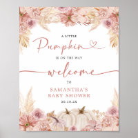 Pumpkin Boho Pink Pampas Grass Baby Dusche Willkom
