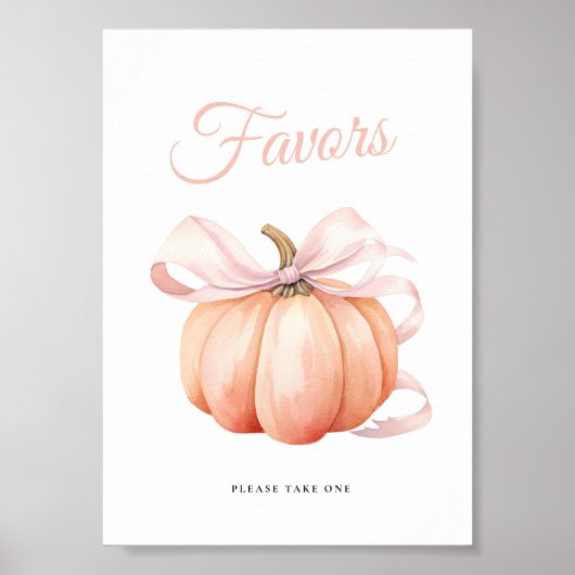Pumpkin Bow Baby Shower Favoriten Tafelschildkröte Poster (Vorne)