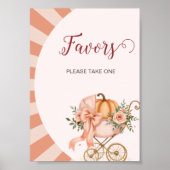 Pumpkin Bow Baby Shower Favoriten Tafelschildkröte Poster (Vorne)