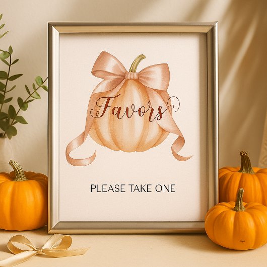 Pumpkin Bow Baby Shower Favoriten Tafelschildkröte Poster
