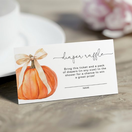 Pumpkin Bow Diaper Raffle Card Begleitkarte